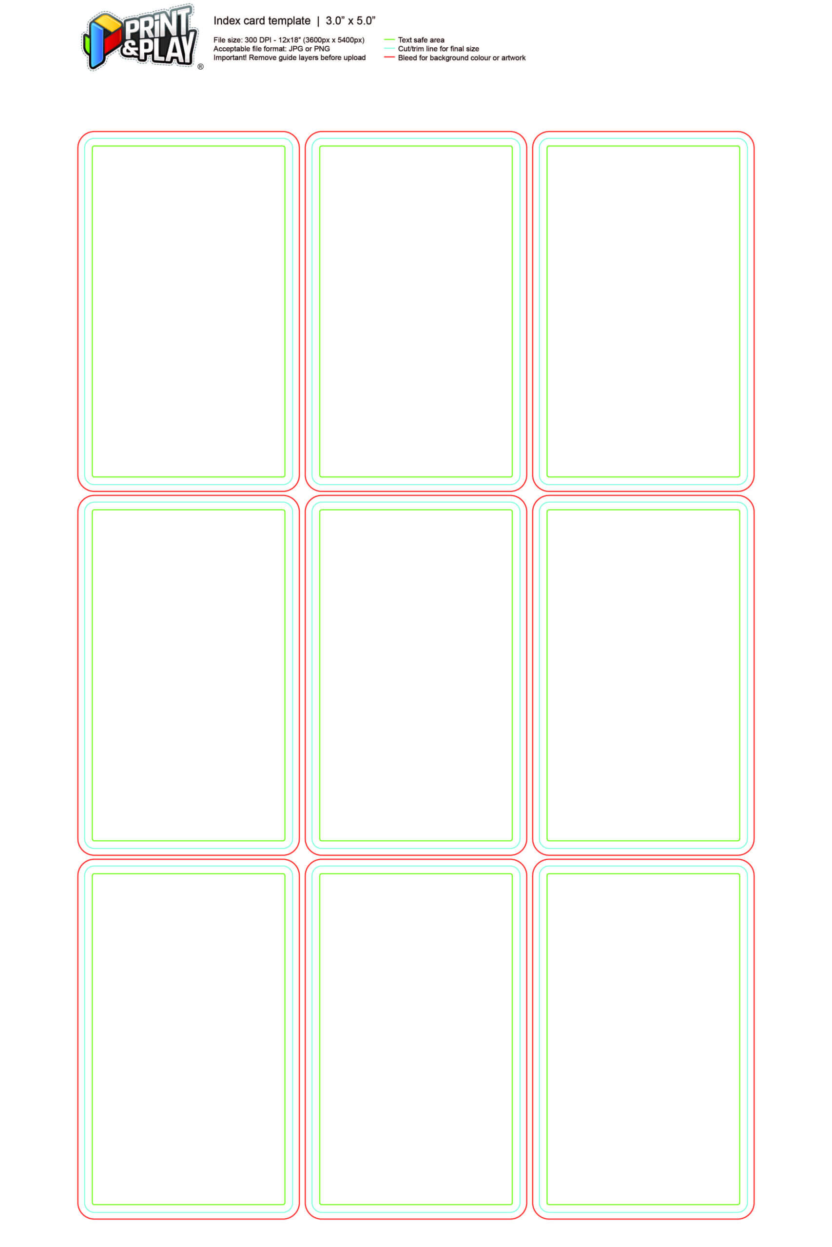 Playing Cards : Formatting & Templates – Print & Play Within 3 X 5 Index Card Template