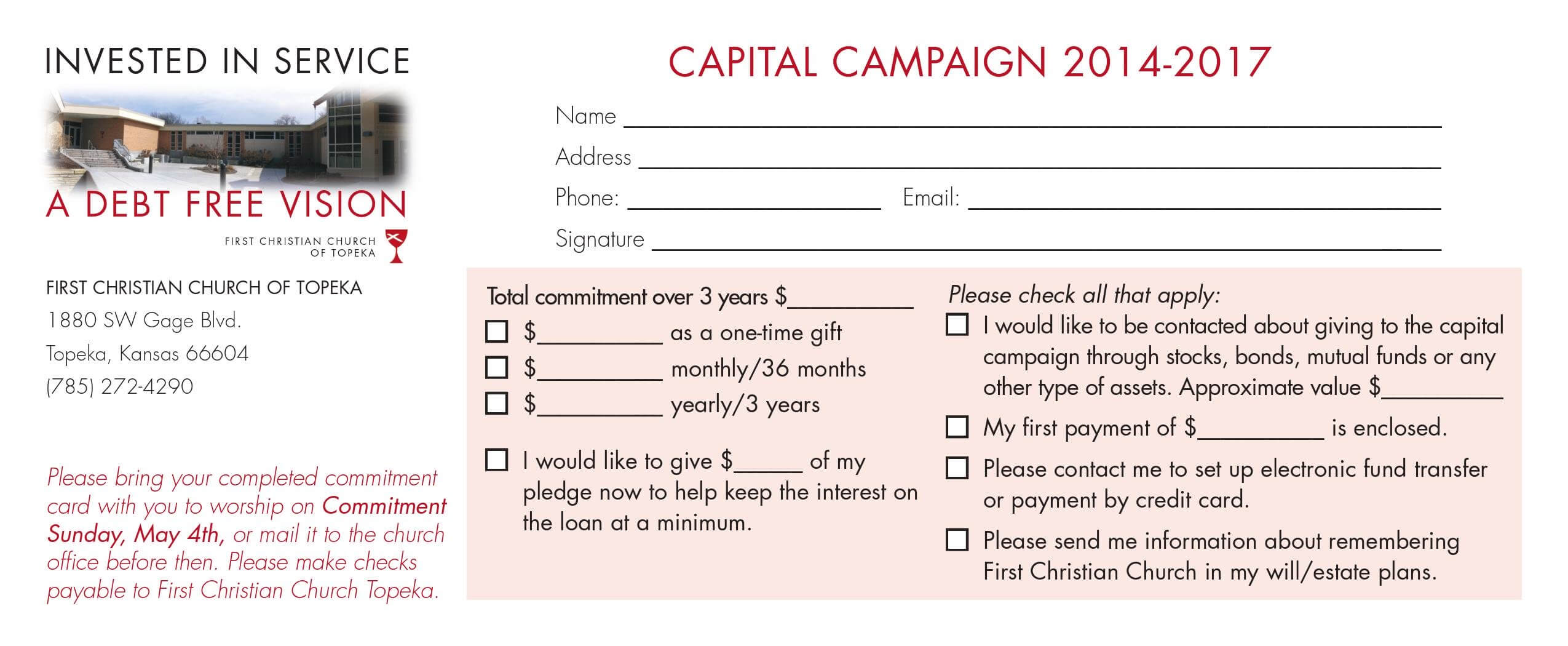 Pledge Card Sample – Yatay.horizonconsulting.co In Pledge Card Template For Church
