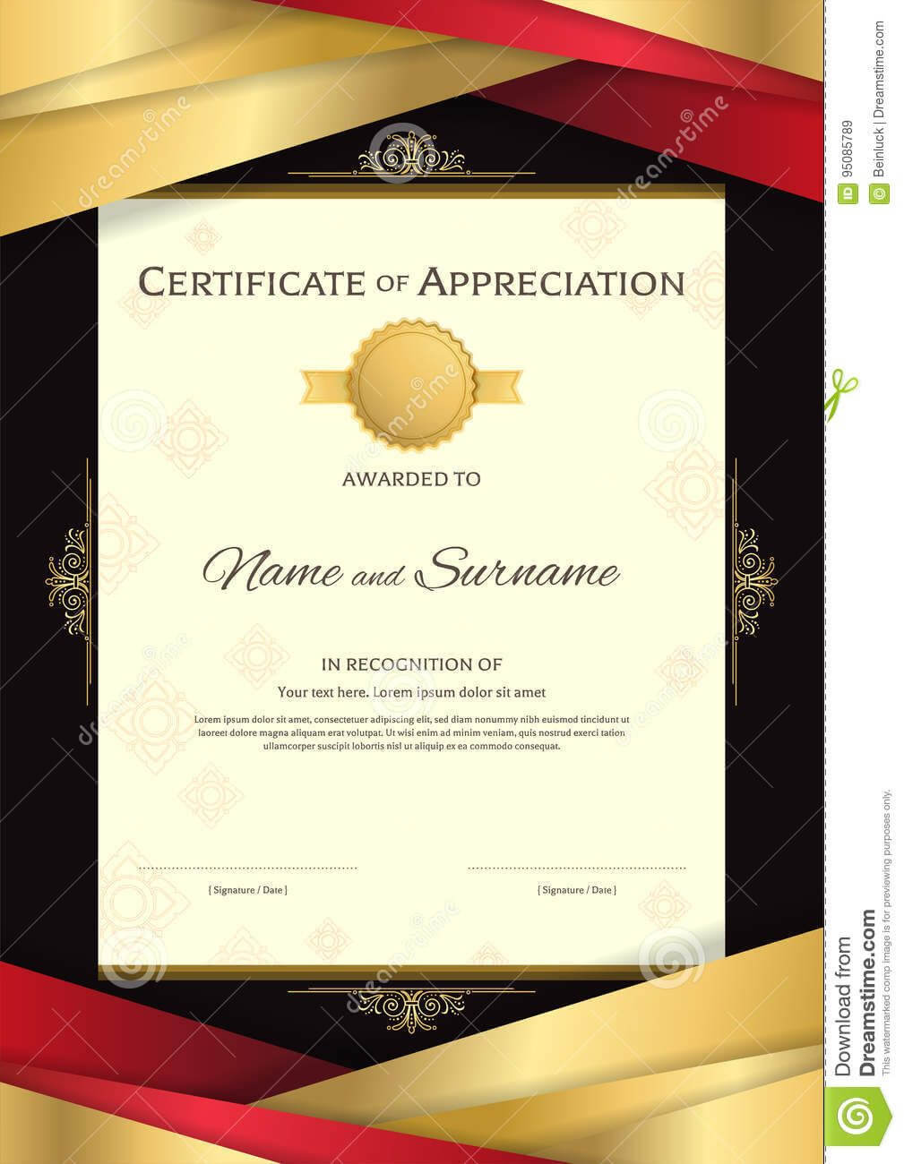 Portrait Luxury Certificate Template With Elegant Golden In High Resolution Certificate Template