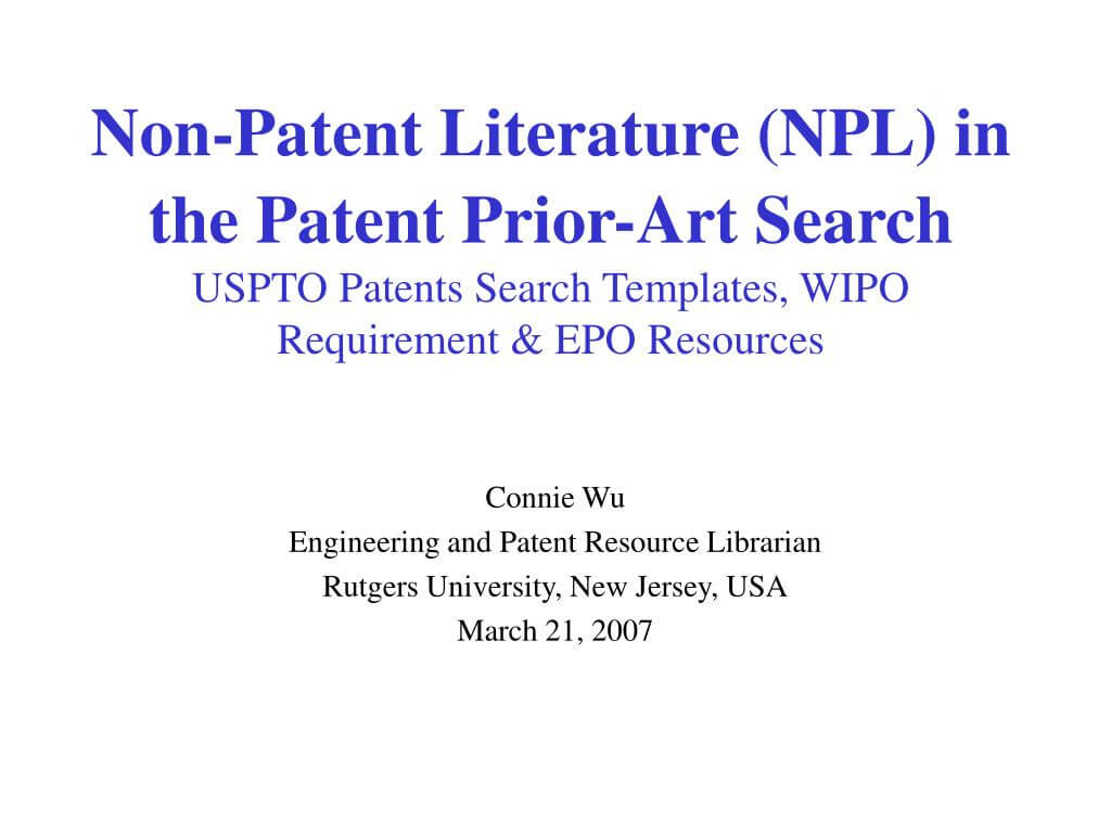 Ppt – Connie Wu Engineering And Patent Resource Librarian In Rutgers Powerpoint Template