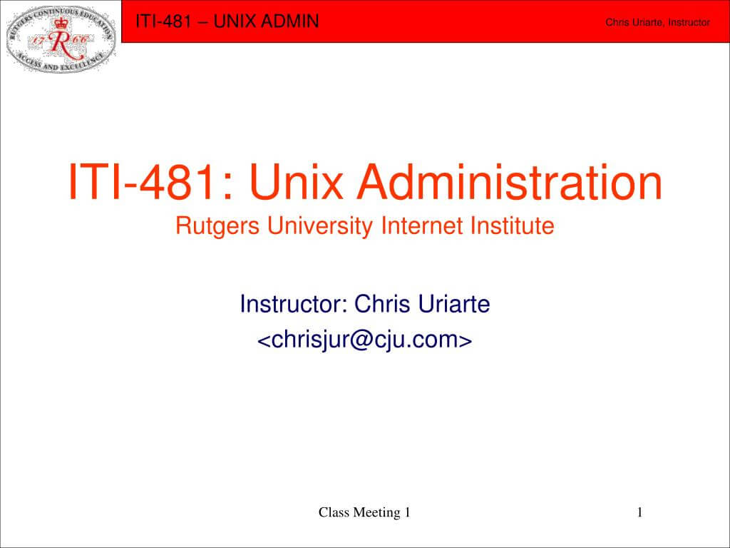 Ppt – Iti 481: Unix Administration Rutgers University Intended For Rutgers Powerpoint Template
