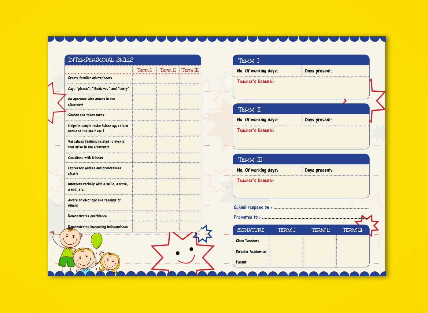 Pre Nursery Report Card On Behance | Report Card Template Inside High School Student Report Card Template