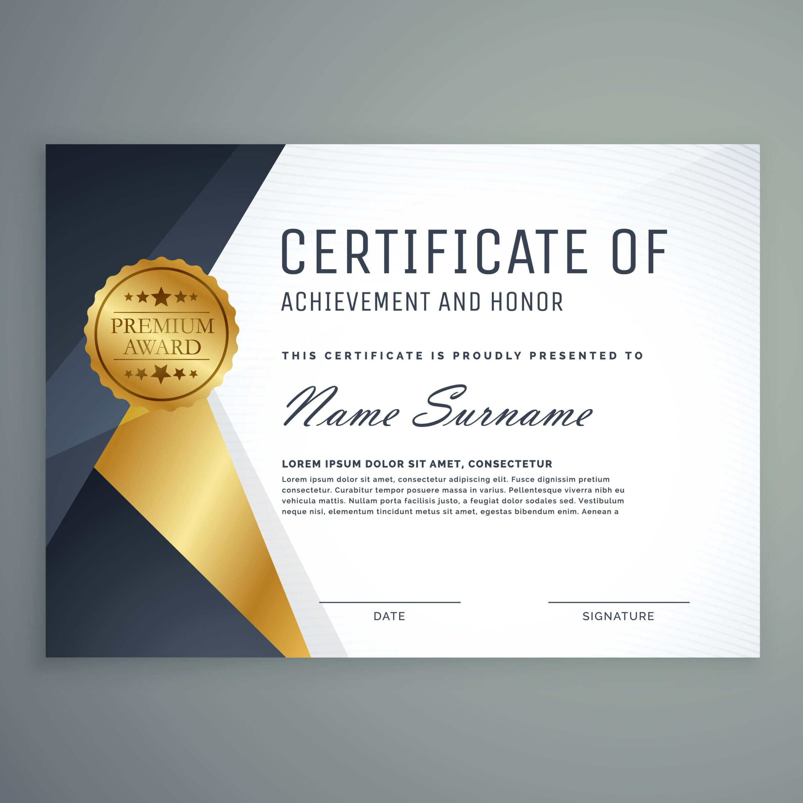 Premium Certificate Of Appreciation Award Design Pertaining To Award Certificate Design Template