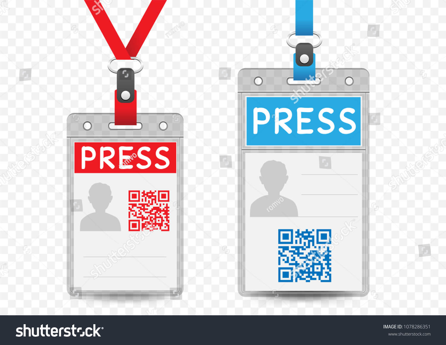 Press Journalist Vertical Badge Empty Template Stock Vector Pertaining To Media Id Card Templates