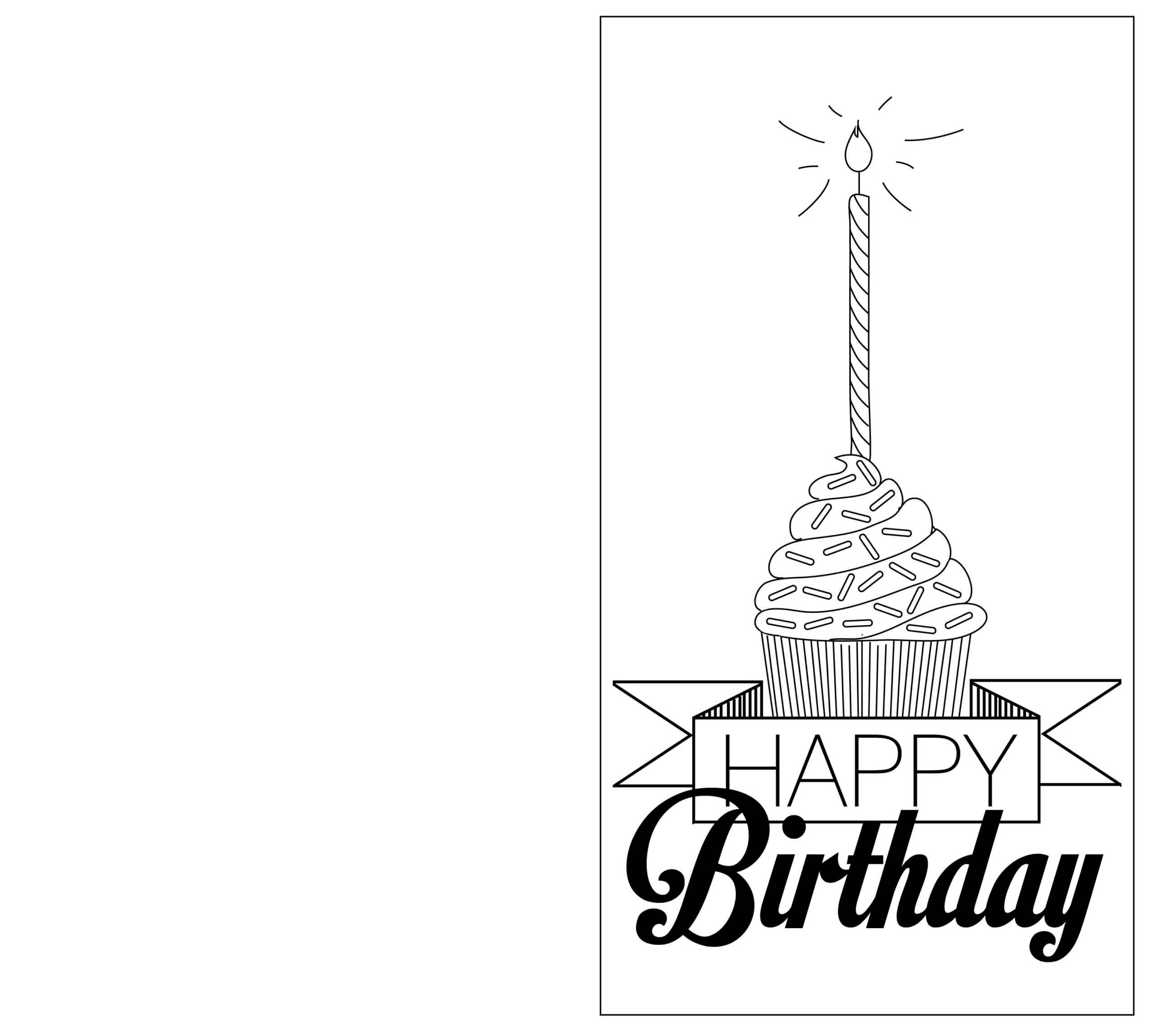 Print Out Black And White Birthday Cards | Birthday Card Within Foldable Birthday Card Template