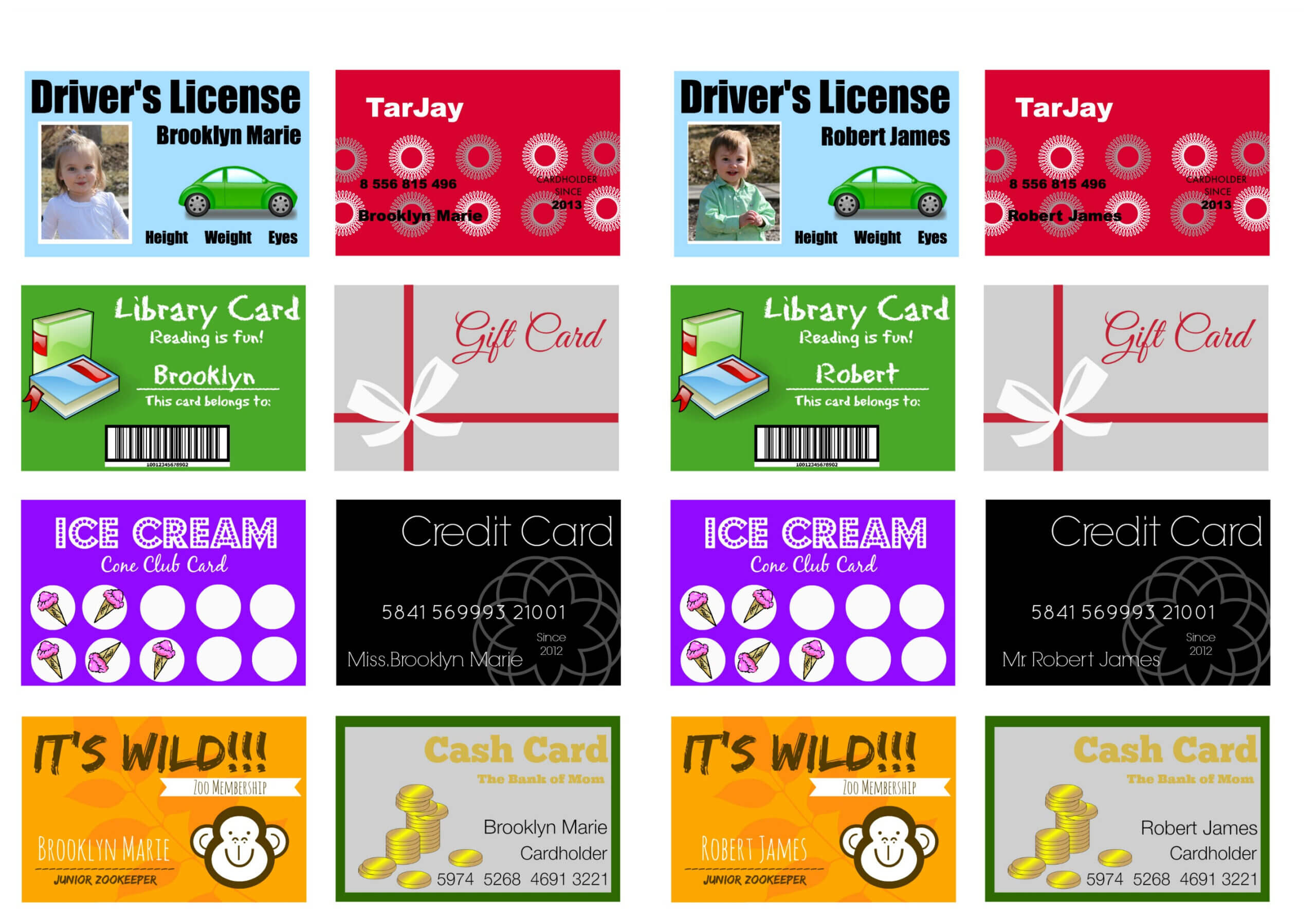 Printable (And Customizable) Play Credit Cards – The Crazy For Credit Card Template For Kids