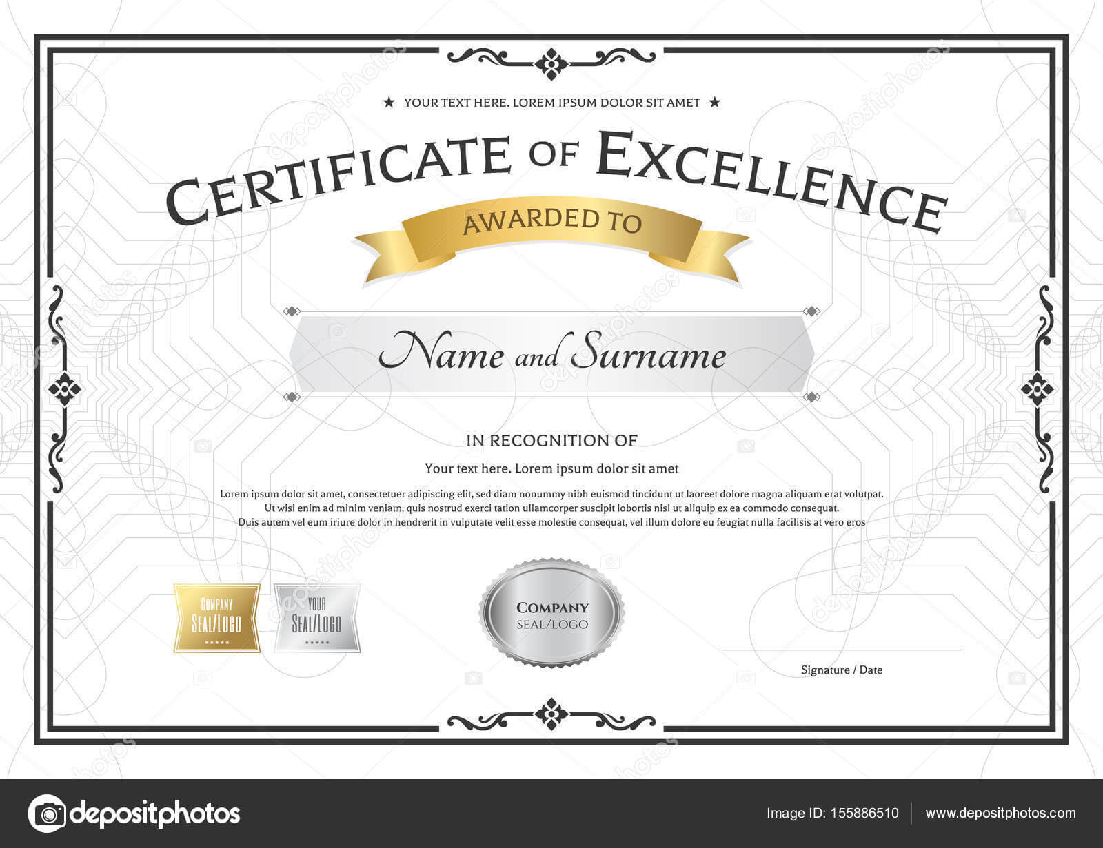 Printable Award Ribbon Templates | Certificate Of Excellence Regarding Award Of Excellence Certificate Template