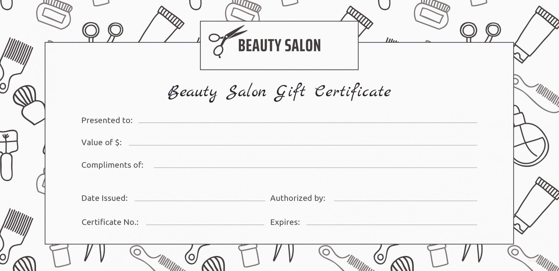 Printable Beauty Gift Certificate Template Koranstickenco Regarding Salon Gift Certificate Template