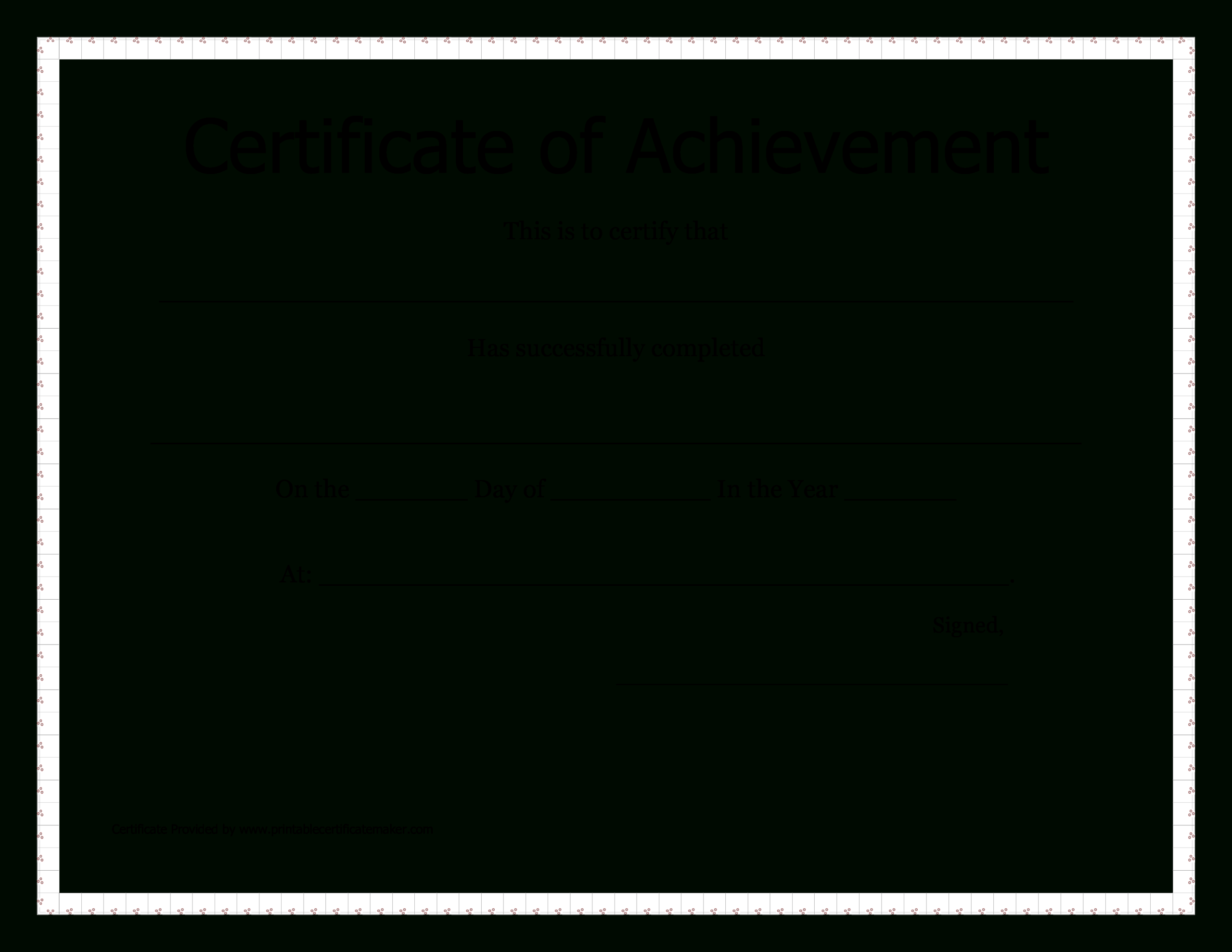 Printable Certificate Of Achievement | Templates At In Blank Certificate Of Achievement Template