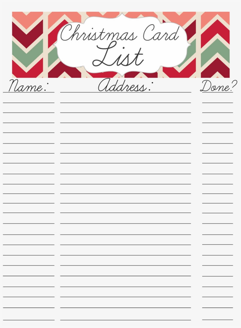 Printable Christmas Card Address List With Template Intended For Christmas Card List Template
