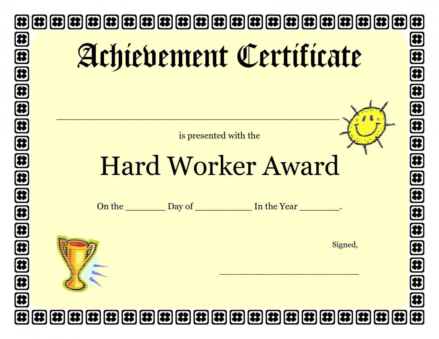 Printable Printable Achievement Certificates Kids Hard Pertaining To Certificate Of Achievement Template For Kids