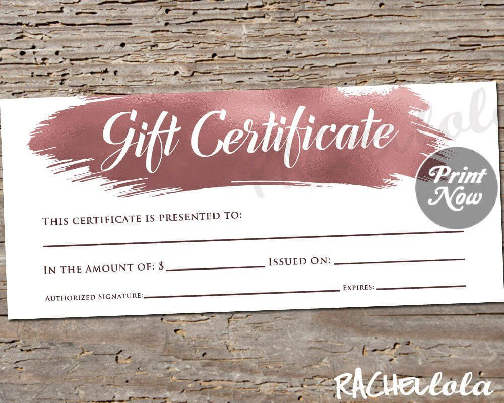 Printable Rose Gold Gift Certificate Template, Photography Intended For Mary Kay Gift Certificate Template