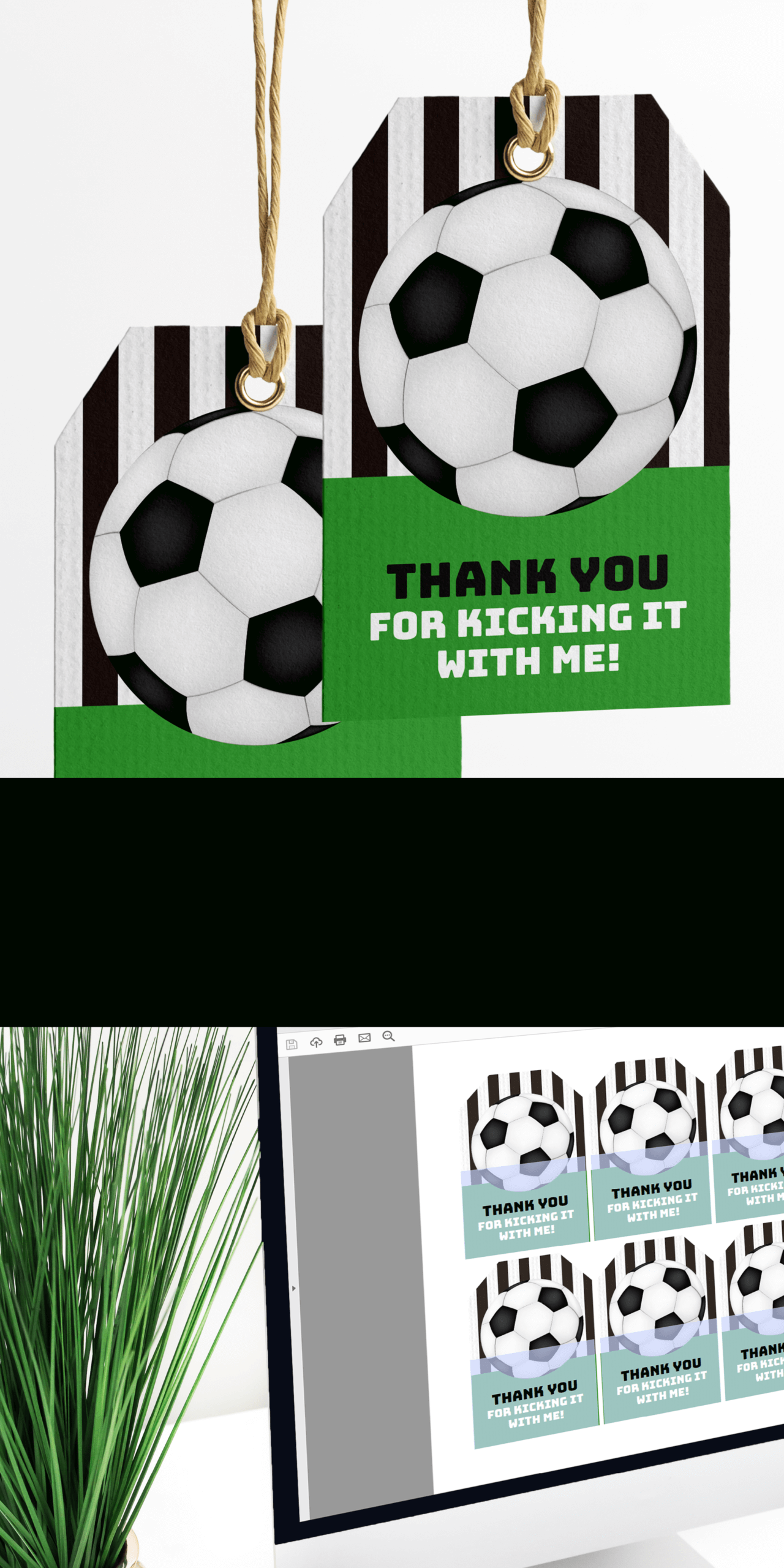 Printable Soccer Party Thank You Tags In 2020 | Soccer Party Intended For Soccer Thank You Card Template