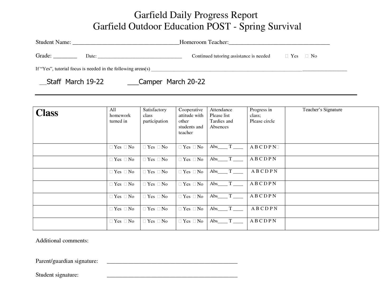 Printable Student Progress Report Template | Progress Report In Report Card Template Middle School
