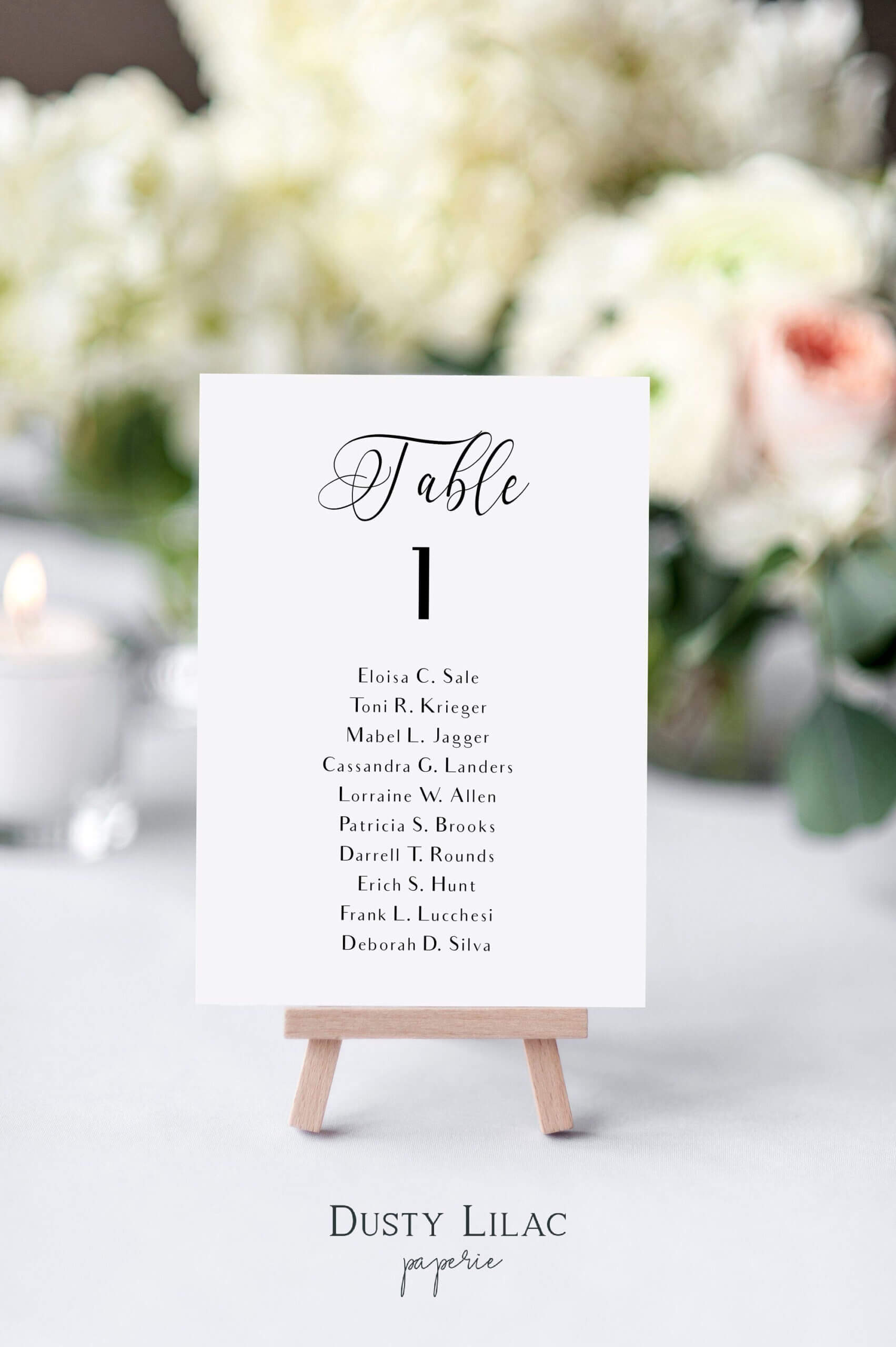 Printable Table Number Cards With Guest Names, Black And In Table Number Cards Template