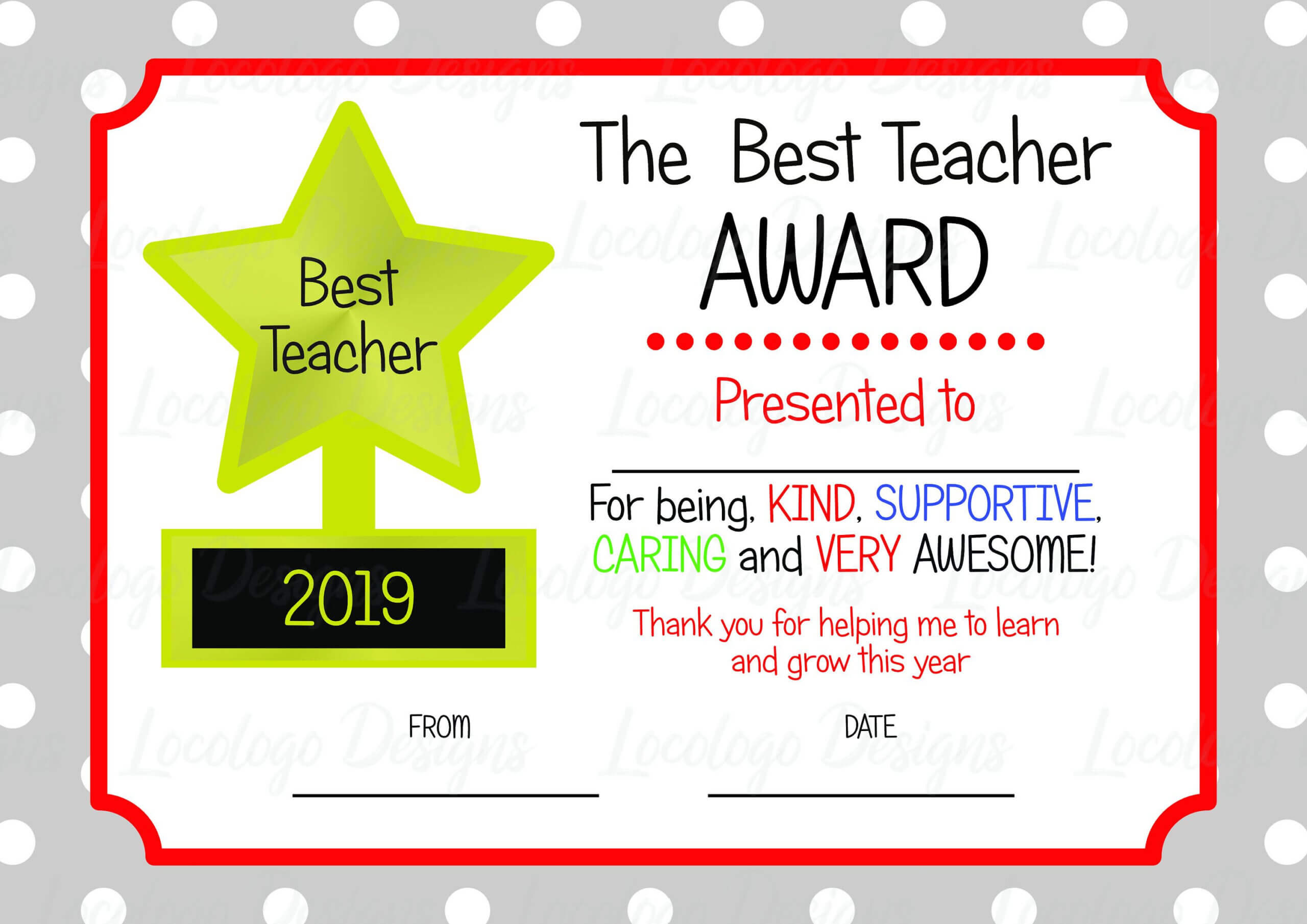 Printable Teacher Appreciation Certificate, Teacher Thankyou Within Best Teacher Certificate Templates Free