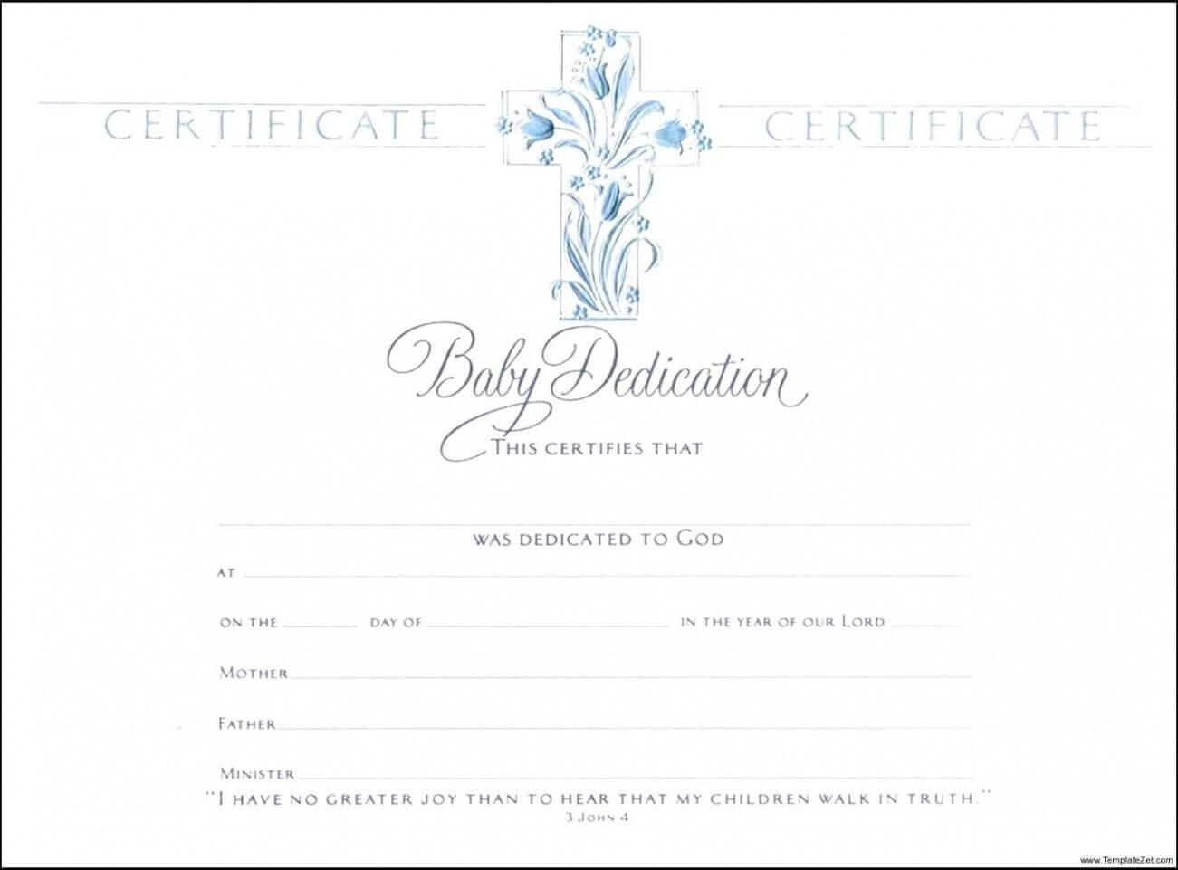 Printable Template Baptismal Certificate Template Baptism With Regard To Baby Dedication Certificate Template