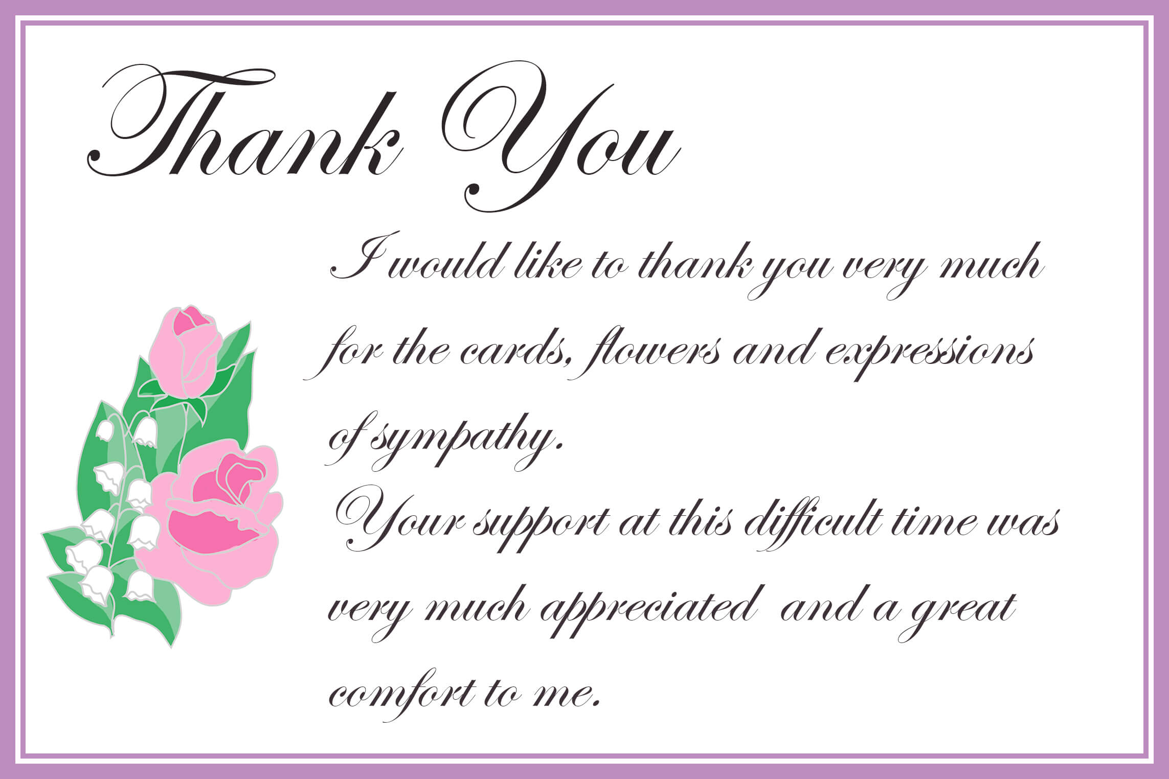 Printable Thank You Cards – Free Printable Greeting Cards Throughout Sympathy Thank You Card Template
