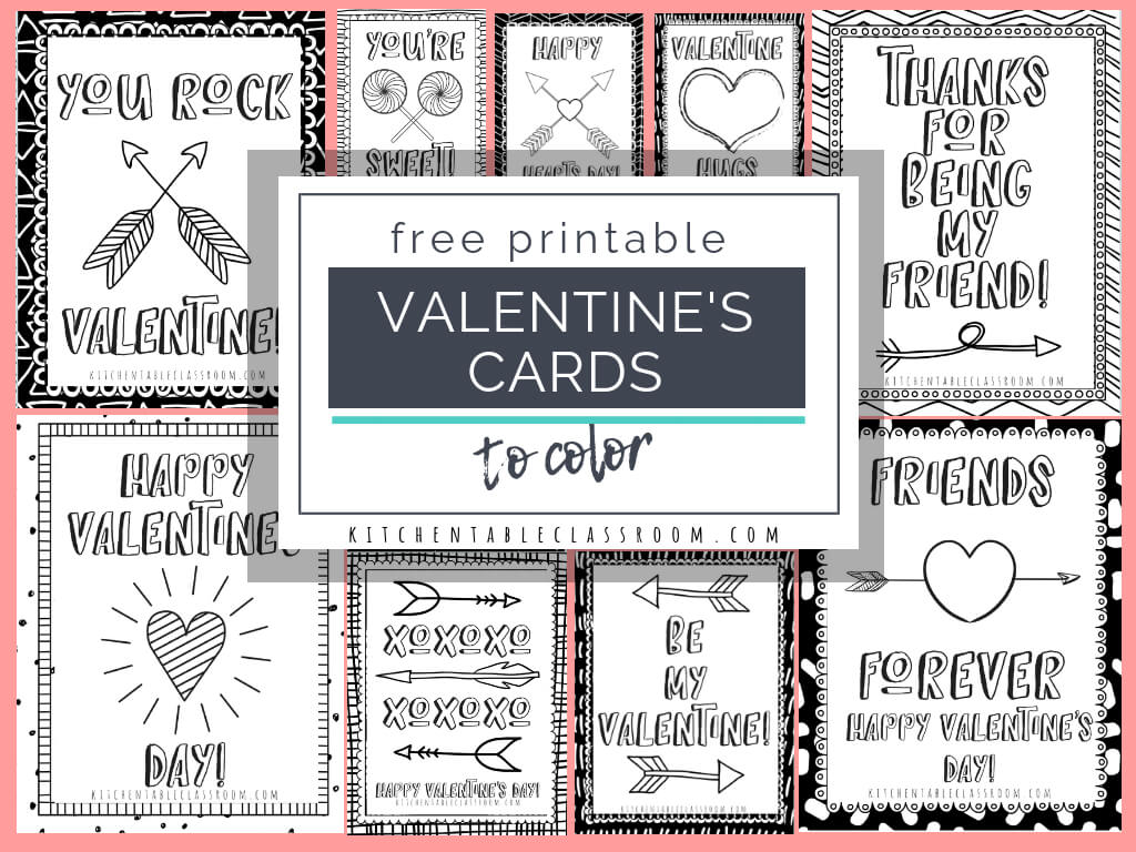 Printable Valentine Cards To Color – The Kitchen Table Classroom Pertaining To Valentine Card Template For Kids