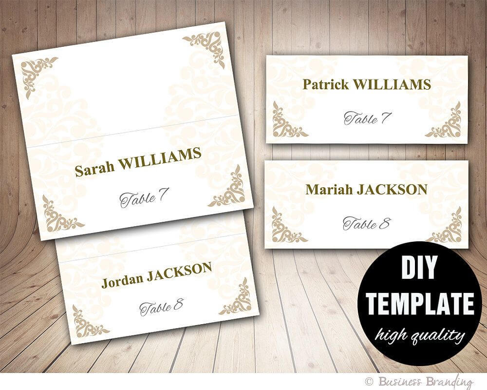 Printable Wedding Placecard Template 3.5X2 Foldover, Diy Inside Fold Over Place Card Template