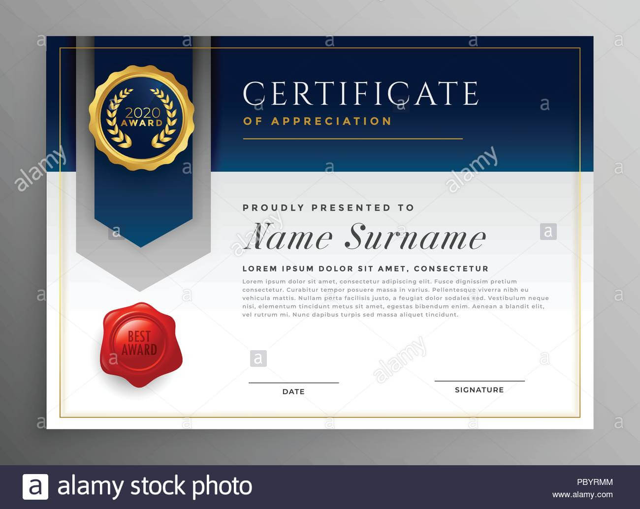 Professional Blue Certificate Template Design Stock Vector With Regard To Professional Award Certificate Template