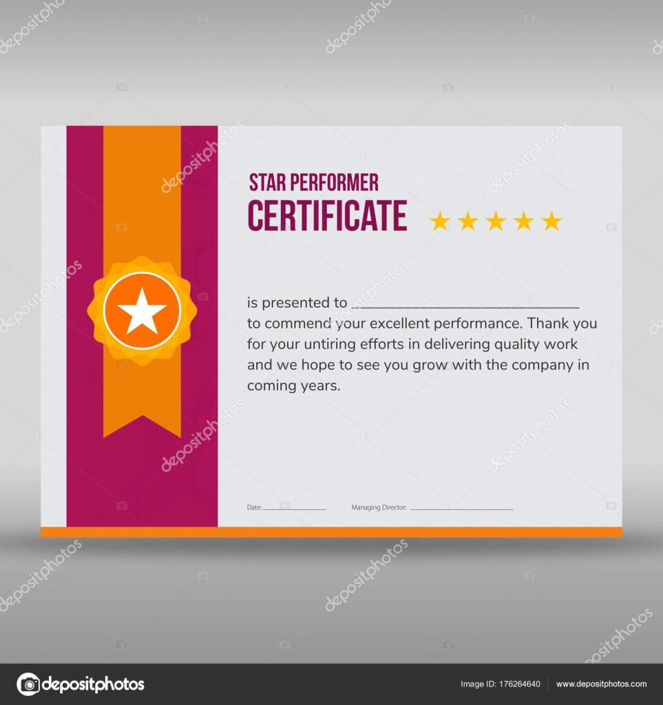 Professional Purple And Gold Certificate — Stock Vector In Star Performer Certificate Templates