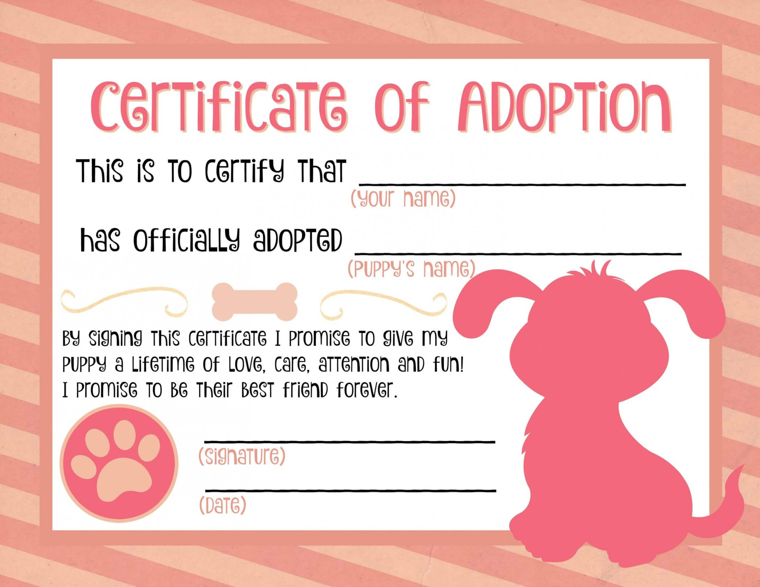 Puppy Adoption Certificate … Party Ideas In 2019… Pet For Pet Adoption Certificate Template
