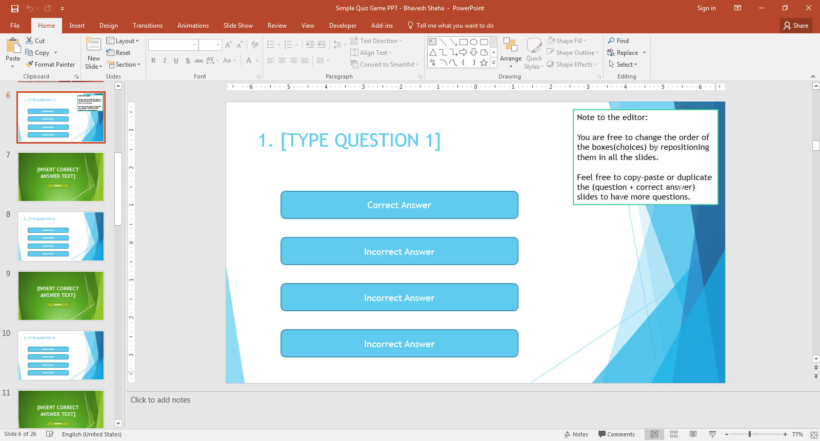 Question 1 Slide – Quiz Game For Ppt | Bhavesh Shaha Throughout Powerpoint Quiz Template Free Download