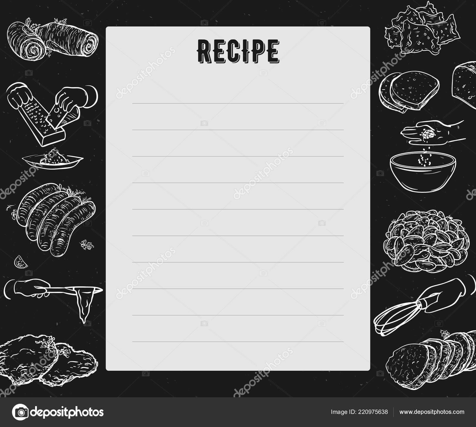 Recipe Card Cookbook Page Design Template Hands Preparing Intended For Recipe Card Design Template
