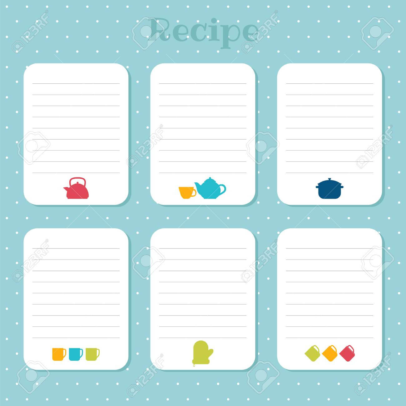Recipe Cards Set. Cooking Card Templates. For Restaurant, Cafe,.. In Restaurant Recipe Card Template