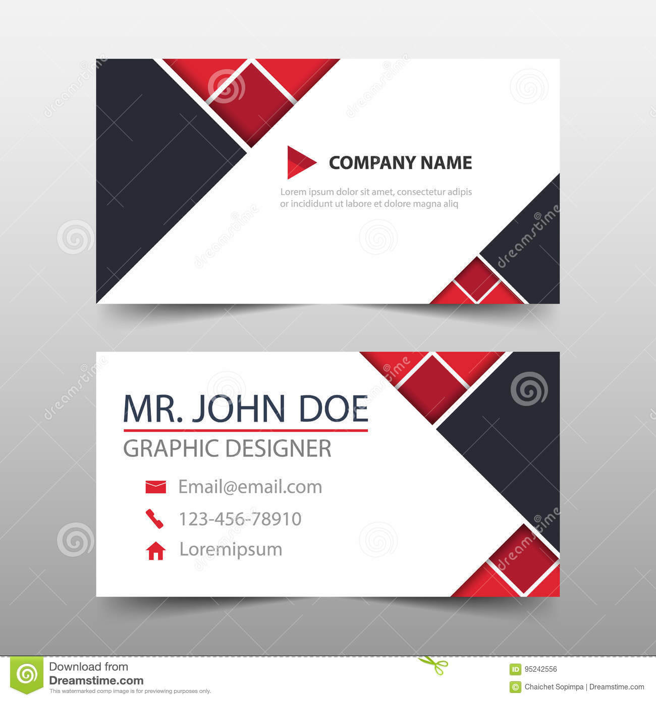 Red Triangle Corporate Business Card, Name Card Template Intended For Buisness Card Template