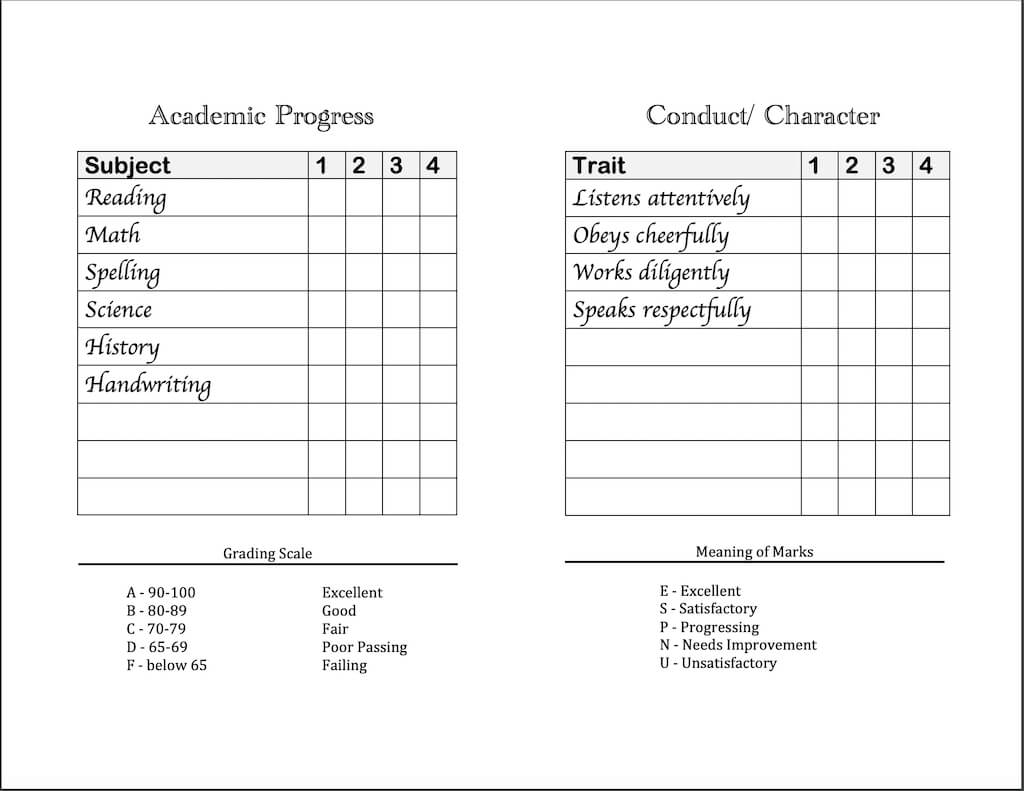 Report Card Template Convert Classic And List Free Editable Pertaining To Homeschool Middle School Report Card Template
