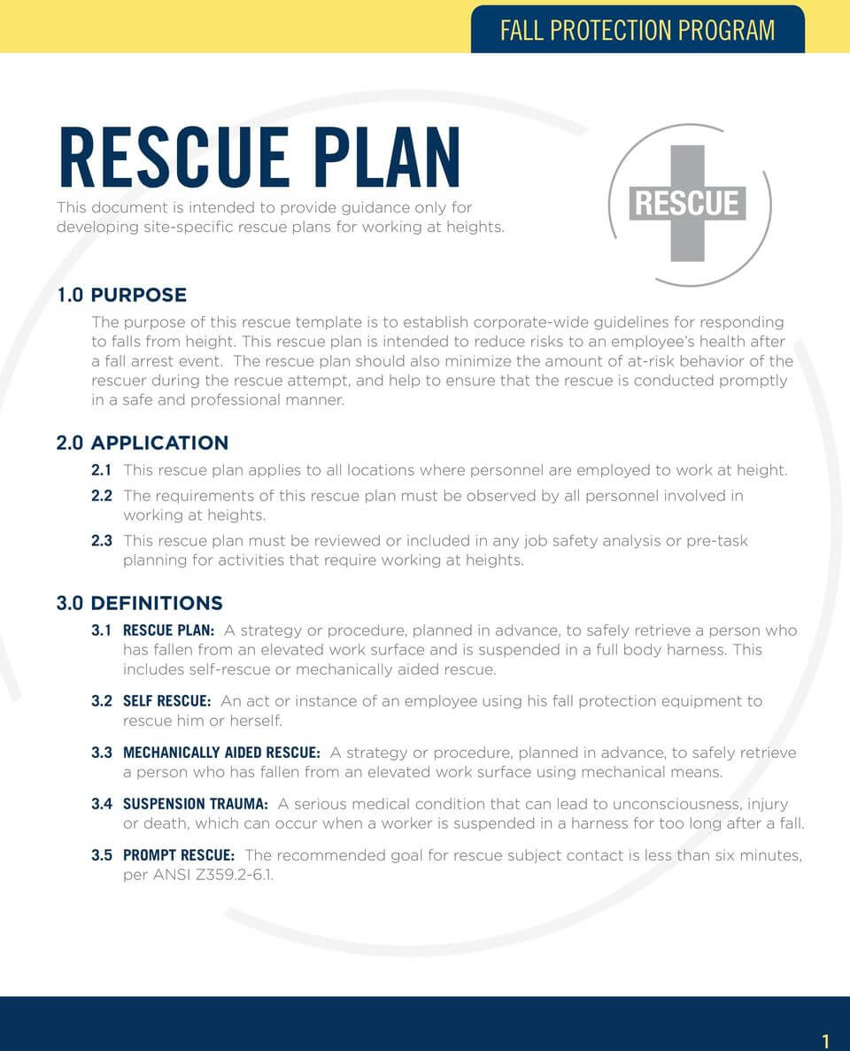 Rescue Plan Fall Protection Program – Pdf Free Download Within Fall Protection Certification Template