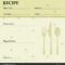 Restaurant Recipe Kitchen Note Template Menu Stock Vector With Restaurant Recipe Card Template