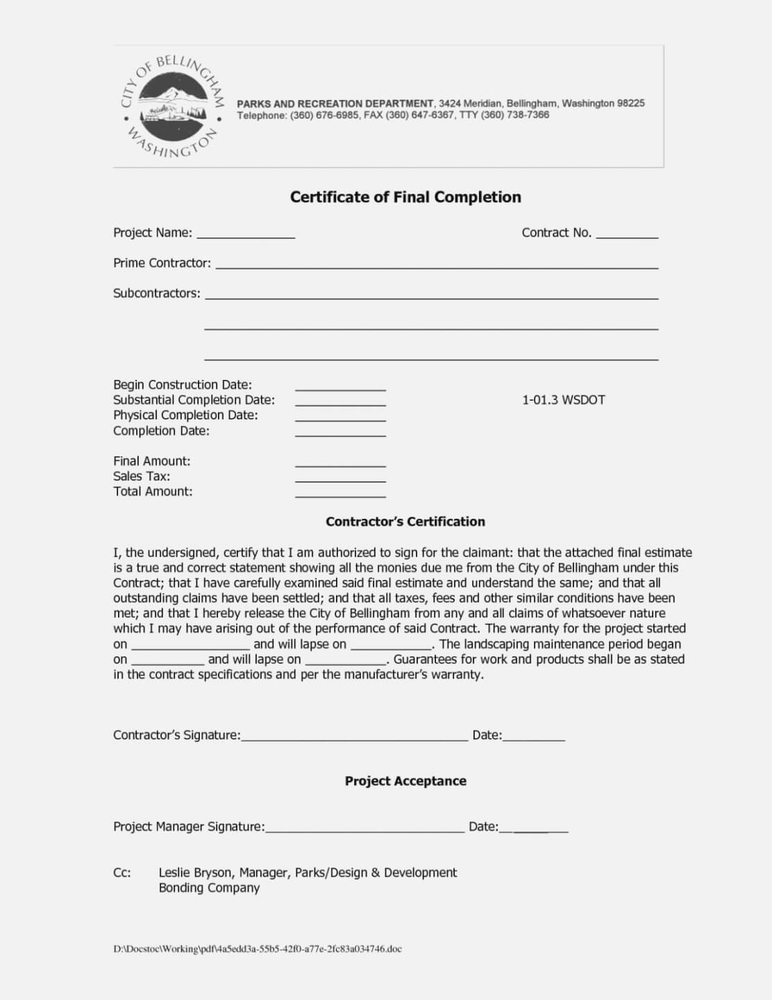 Roofing Certificate Of Completion Template For Roof Certification Template