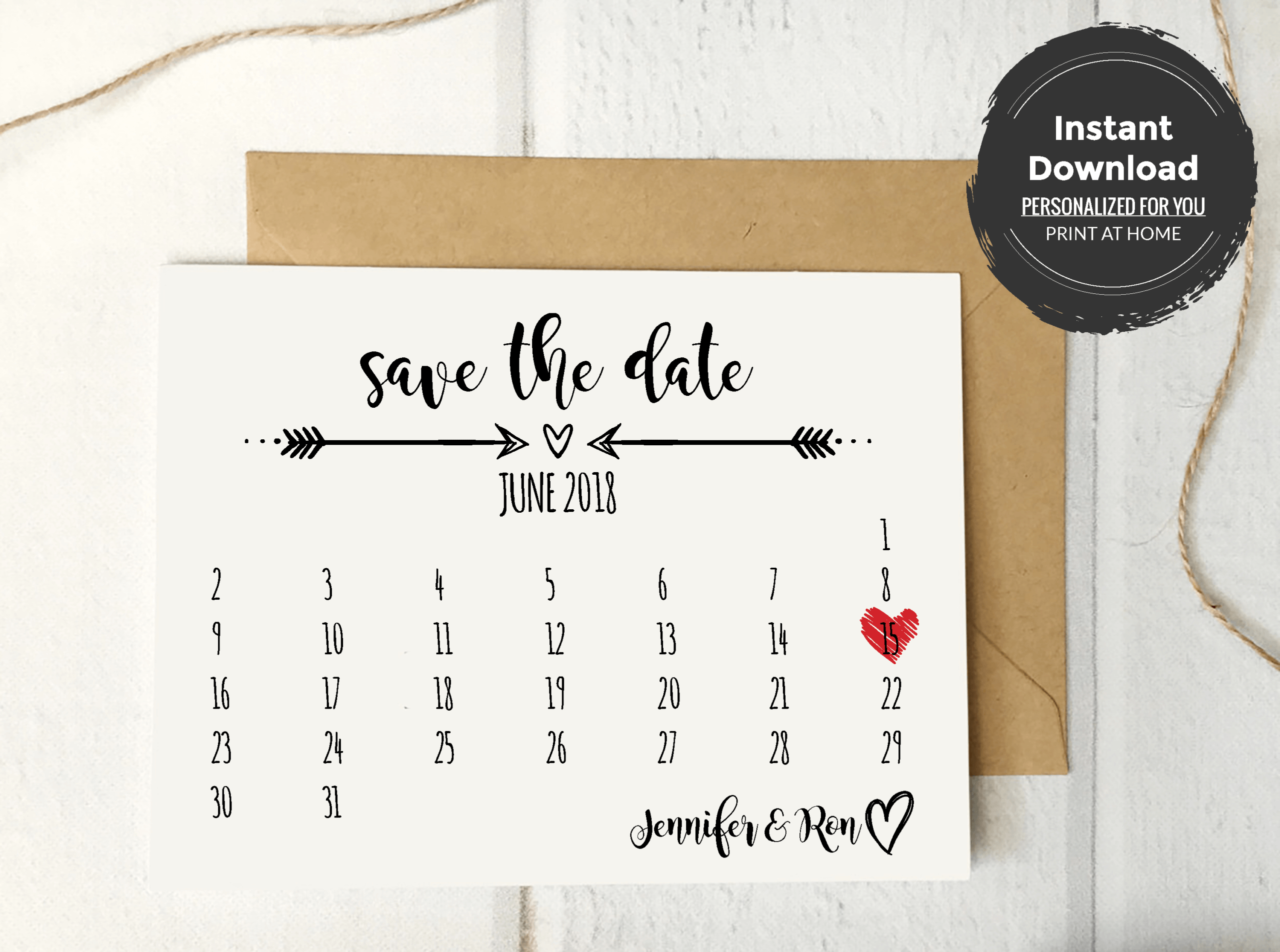 Rustic Save The Date Calendar Card Template | Save The Date Throughout Save The Date Cards Templates