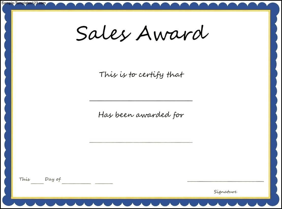 Sales Award Certificate Template – Sample Templates – Sample Throughout Sales Certificate Template