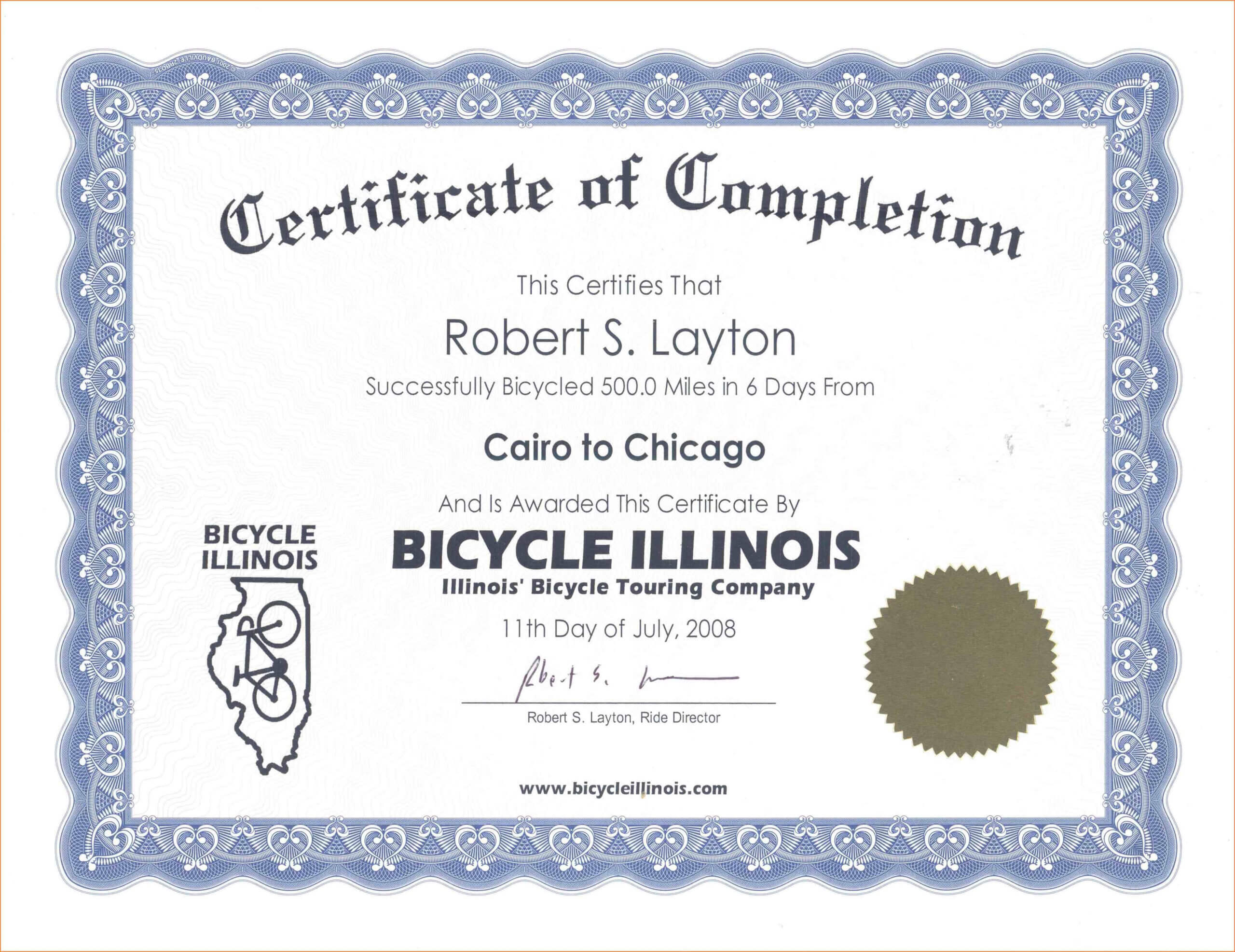 Sample Certificate Of Completion | Certificate Of Completion Pertaining To Certificate Of Completion Template Word