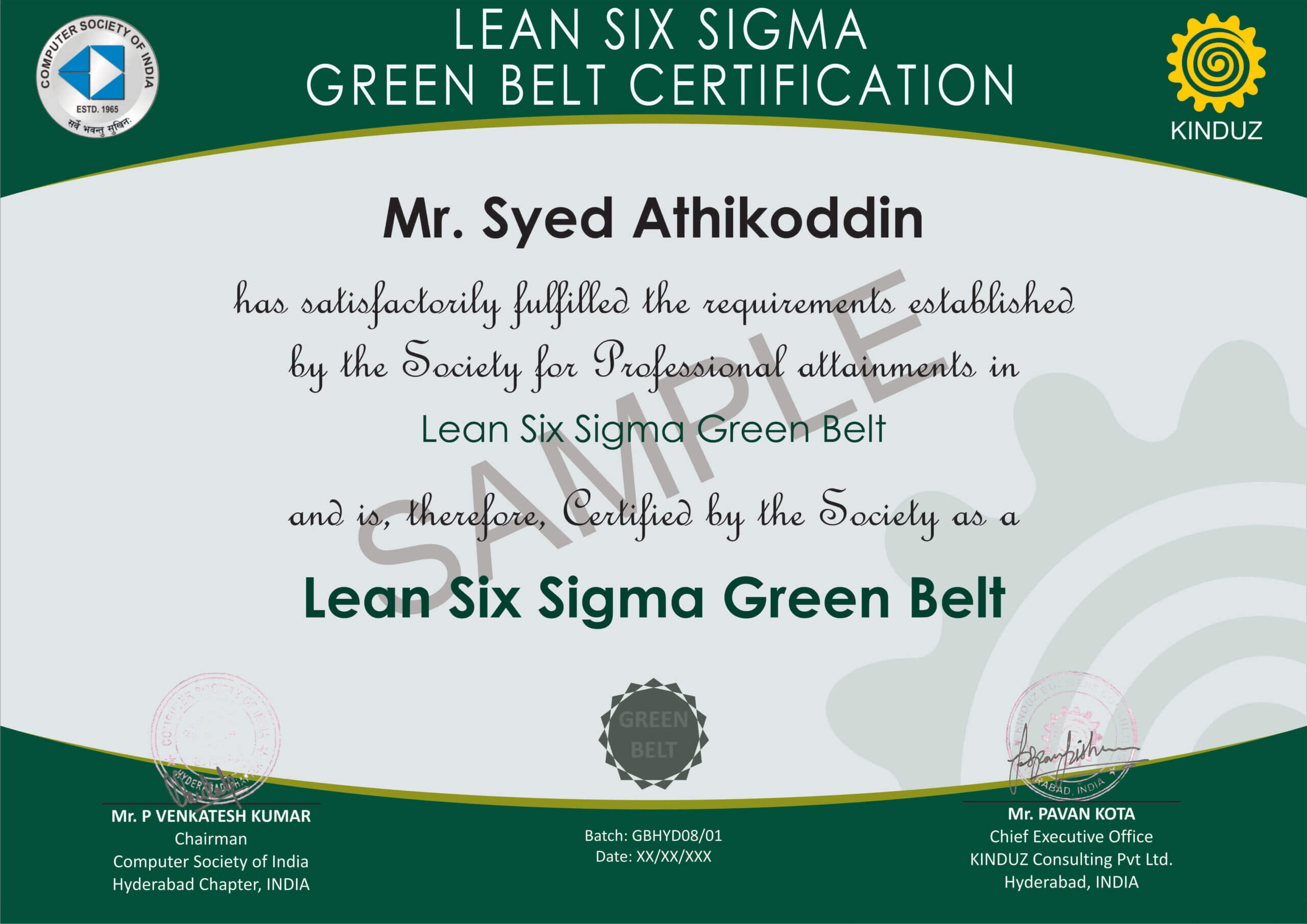 Sample Certificates – Lean Six Sigma India Within Green Belt Certificate Template
