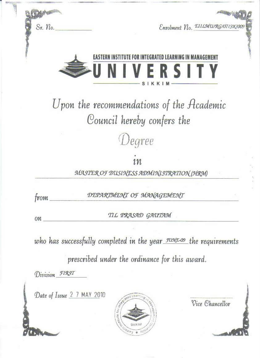 Sample Degree Certificates Of Universities – Yatay Within Masters Degree Certificate Template