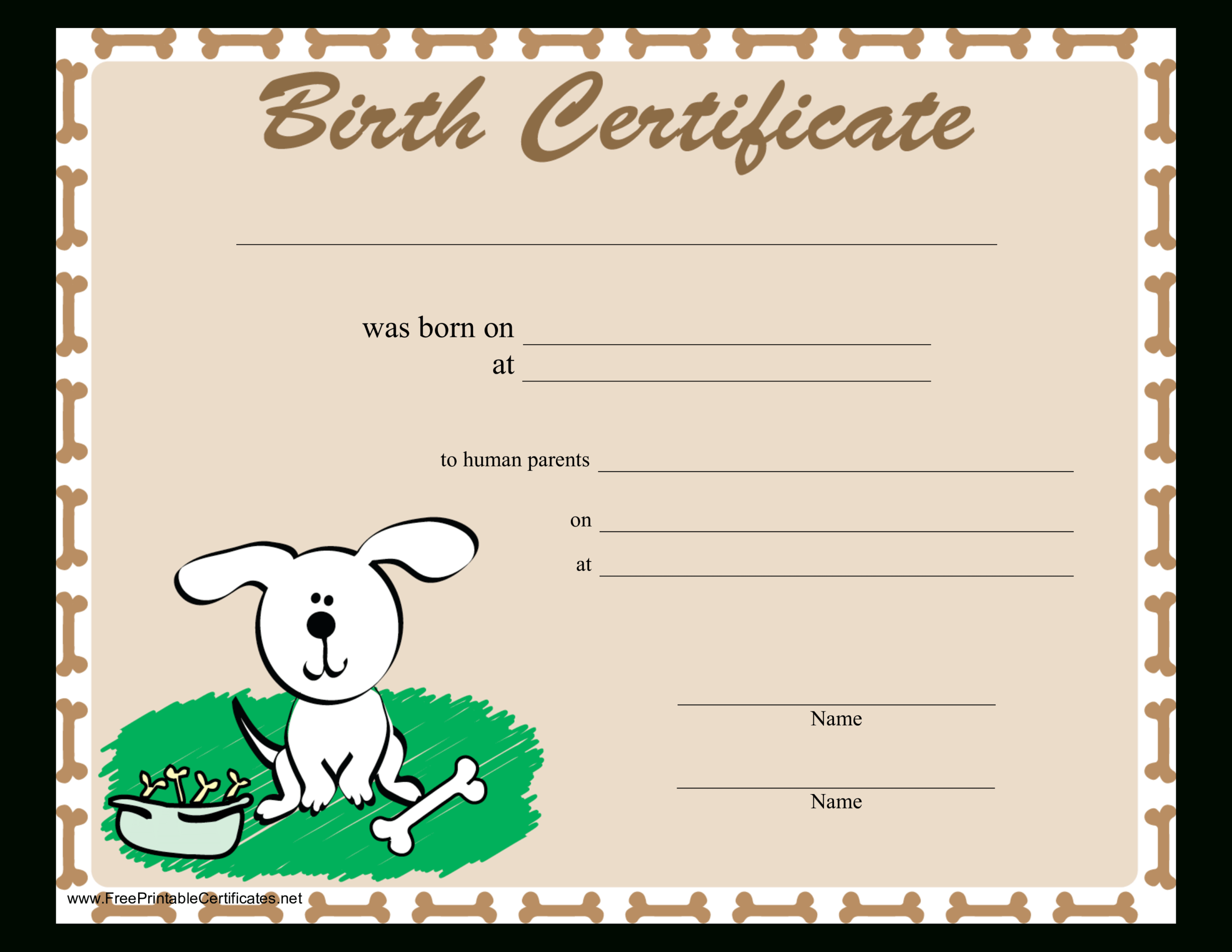 Sample Dog Birth Certificate | Templates At Inside Service Dog Certificate Template
