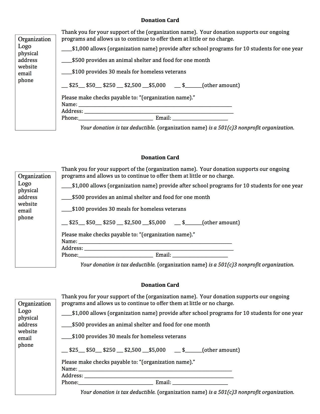 Sample Donation Request Letter And Donation Card | Donation With Regard To Donation Cards Template