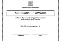 Scholarship Award Certificate Template | Certificate for Scholarship Certificate Template