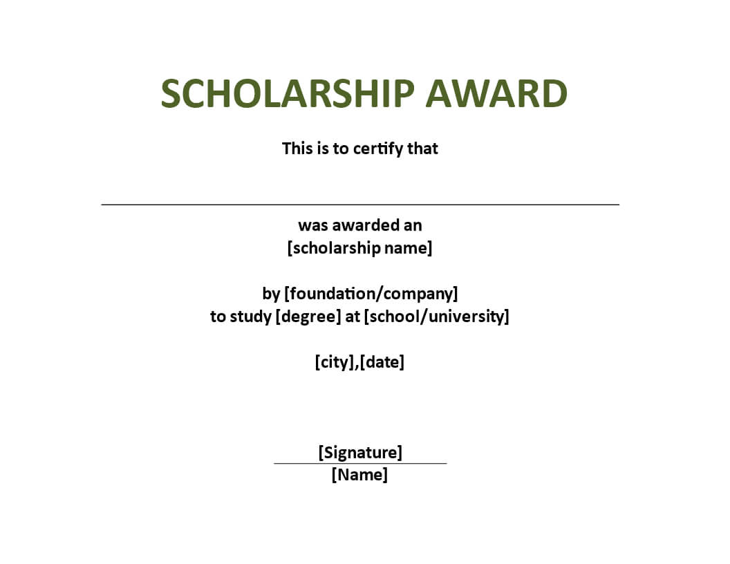Scholarship Award Certificate Template | Templates At Inside Life Saving Award Certificate Template