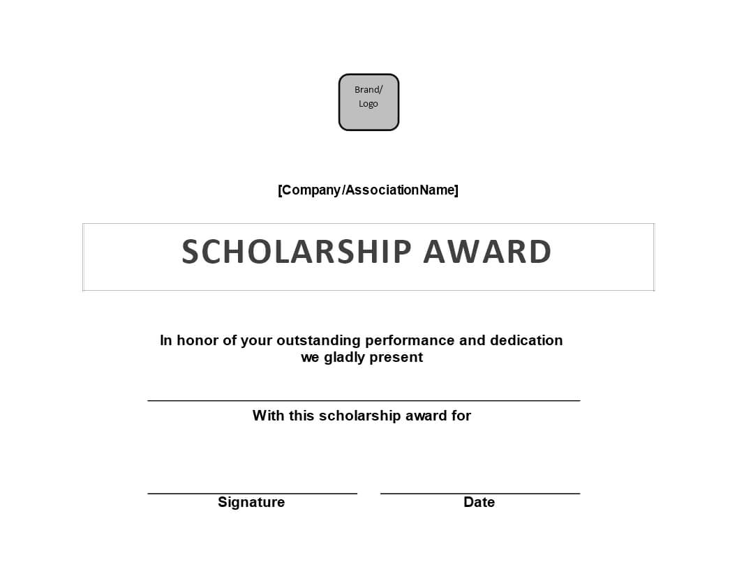 Scholarship Award Certificate | Templates At Throughout Scholarship Certificate Template Word