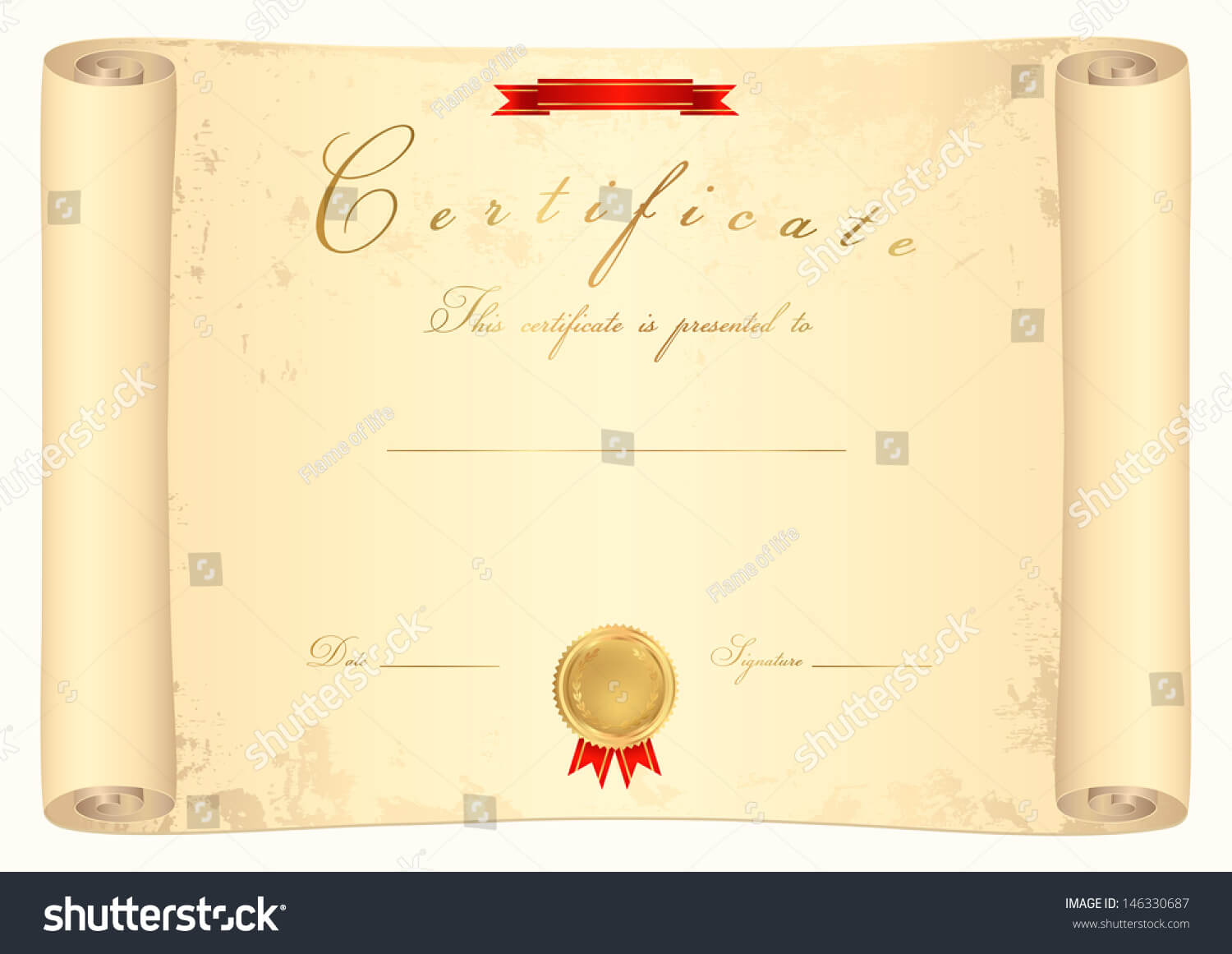 Scroll Certificate Completion Template Sample Background Regarding Scroll Certificate Templates