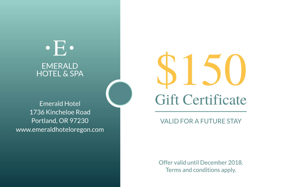 Seaside Hotel Gift Certificate Template | Gift Certificate With Company Gift Certificate Template