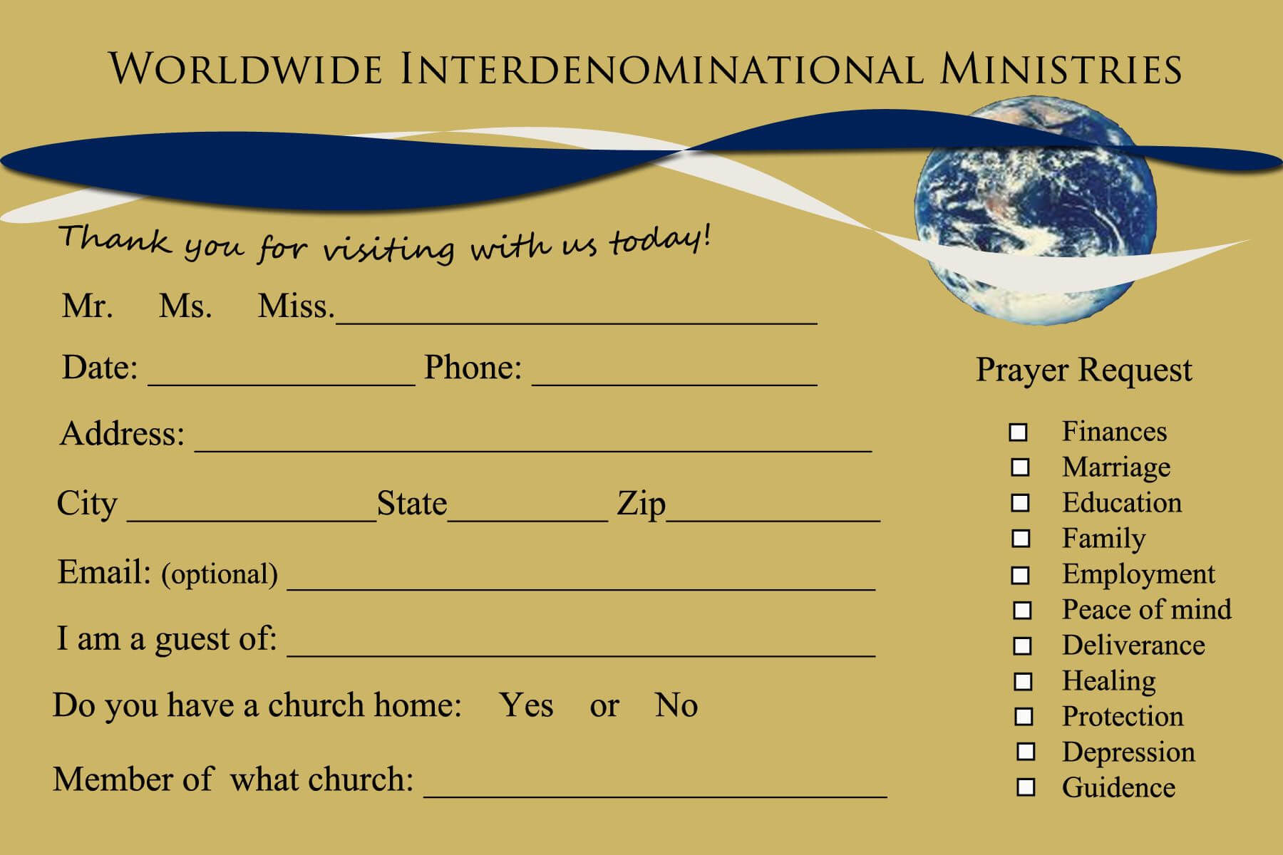 Send Your First Time Church Visitor A Followup Letter | Card With Church Visitor Card Template Word