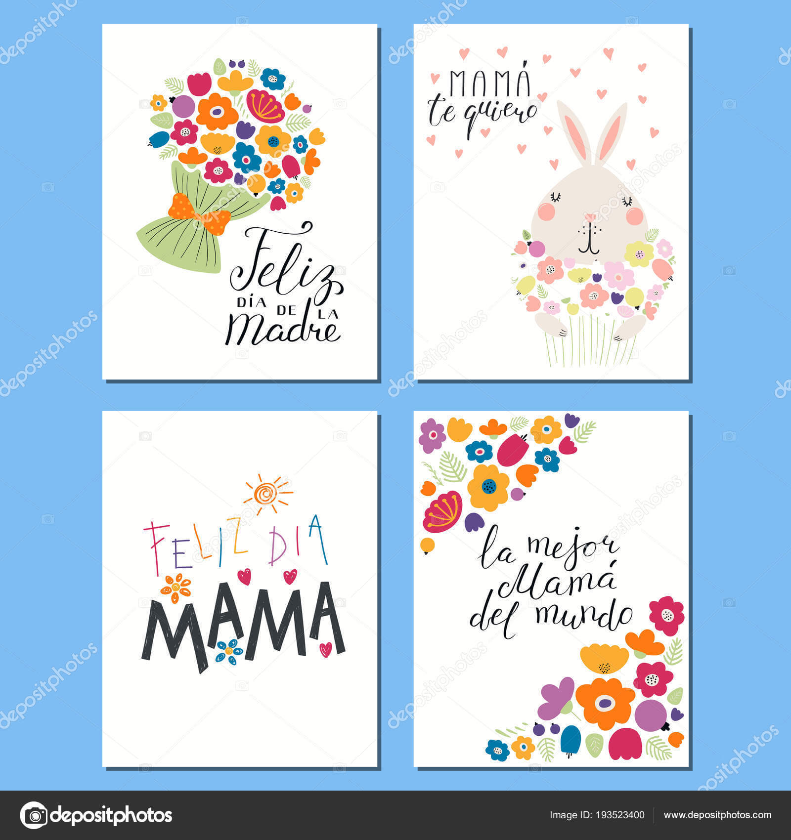 Set Mothers Day Cards Templates Hand Written Lettering Pertaining To Mothers Day Card Templates