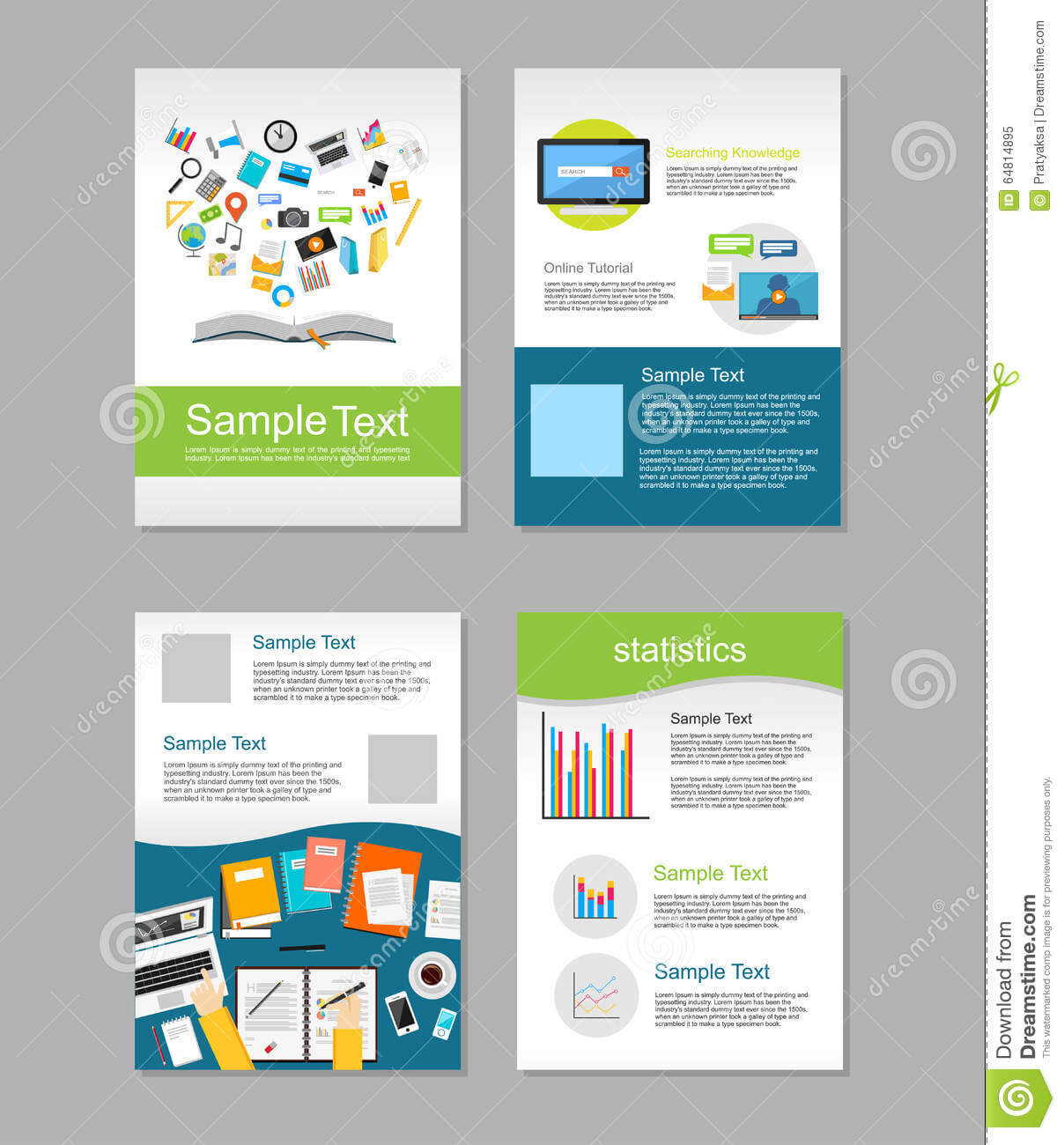 Set Of Flyer. Brochure Design Templates. Education In E Brochure Design Templates